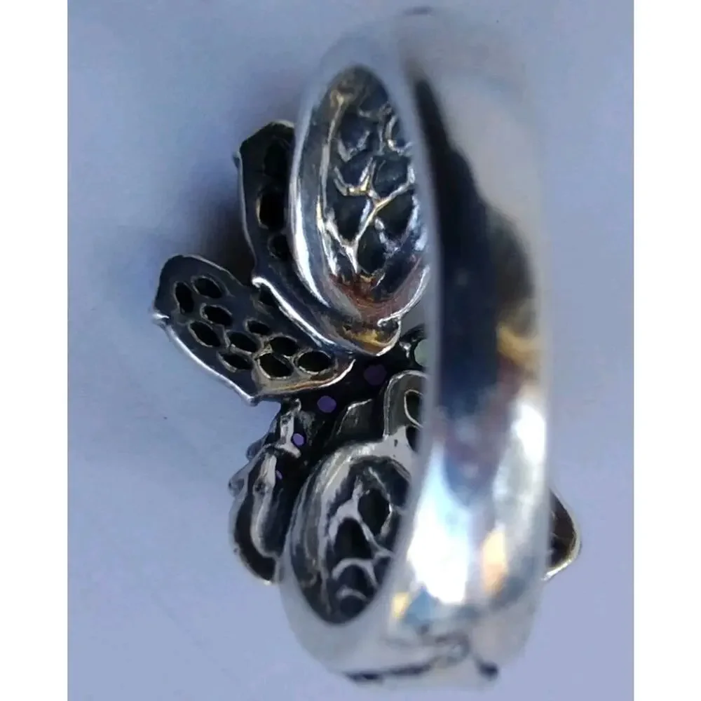 Carolyn Pollack NEW Sterling Silver Abalone Amethyst & Peridot Dragonfly Ring 8